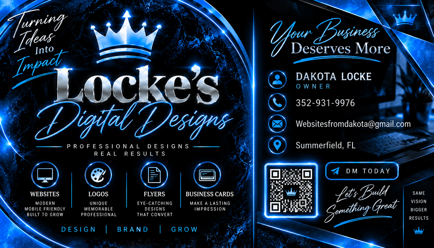Locke's Digital Designs business card design example